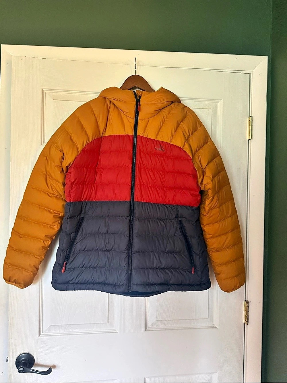 L.L.Bean 650 Down Jacket Color Block Orange & Red XL